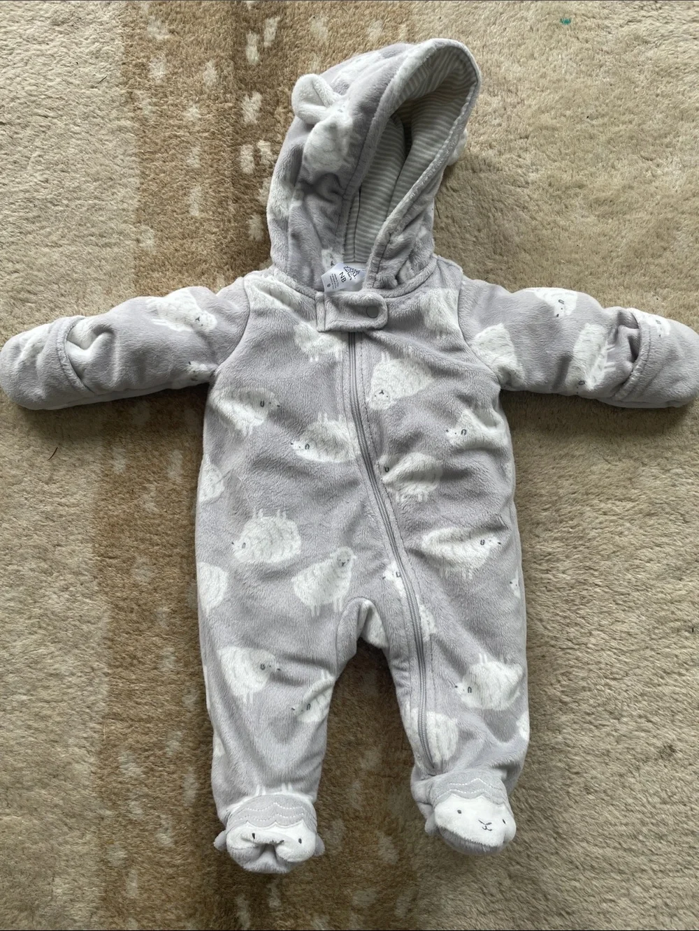 Carter’s Cozy Grey Hooded Fleece onesie